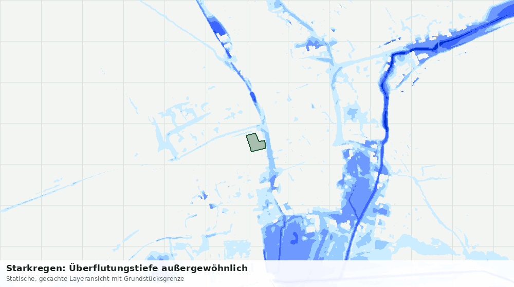 Statische Kartenansicht: Starkregen: Überflutungstiefe außergewöhnlich
