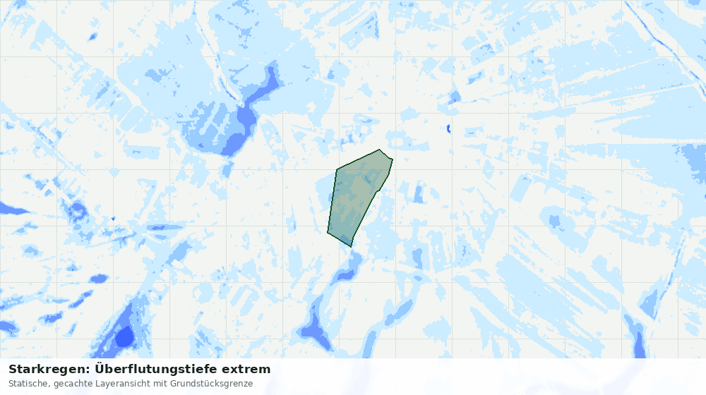 Statische Kartenansicht: Starkregen: Überflutungstiefe extrem