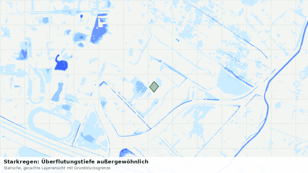 Statische Kartenansicht: Starkregen: Überflutungstiefe außergewöhnlich