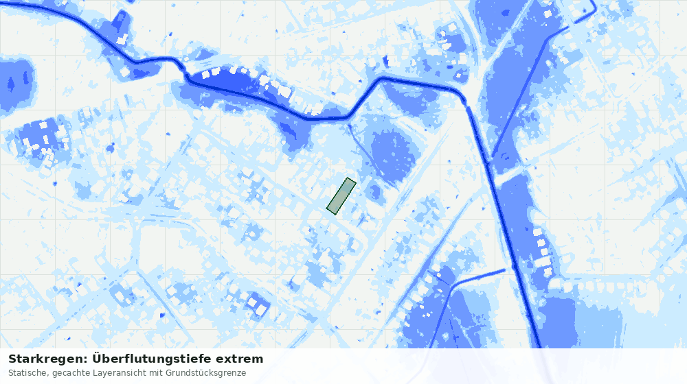Statische Kartenansicht: Starkregen: Überflutungstiefe extrem