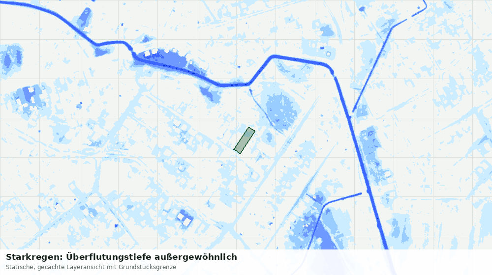 Statische Kartenansicht: Starkregen: Überflutungstiefe außergewöhnlich