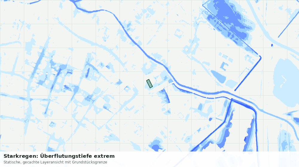 Statische Kartenansicht: Starkregen: Überflutungstiefe extrem
