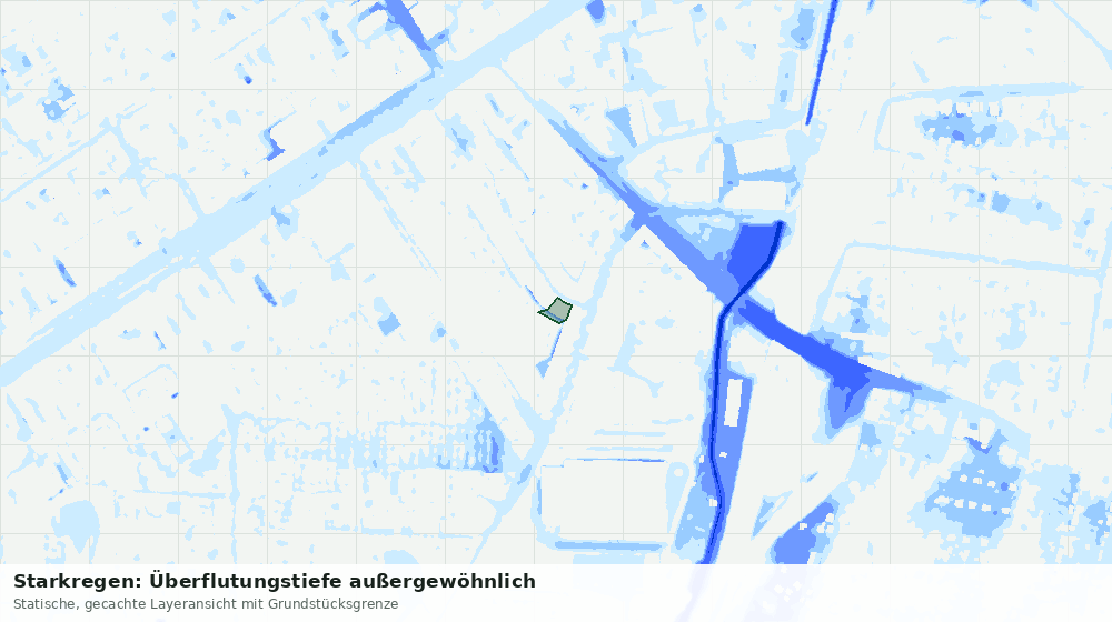 Statische Kartenansicht: Starkregen: Überflutungstiefe außergewöhnlich