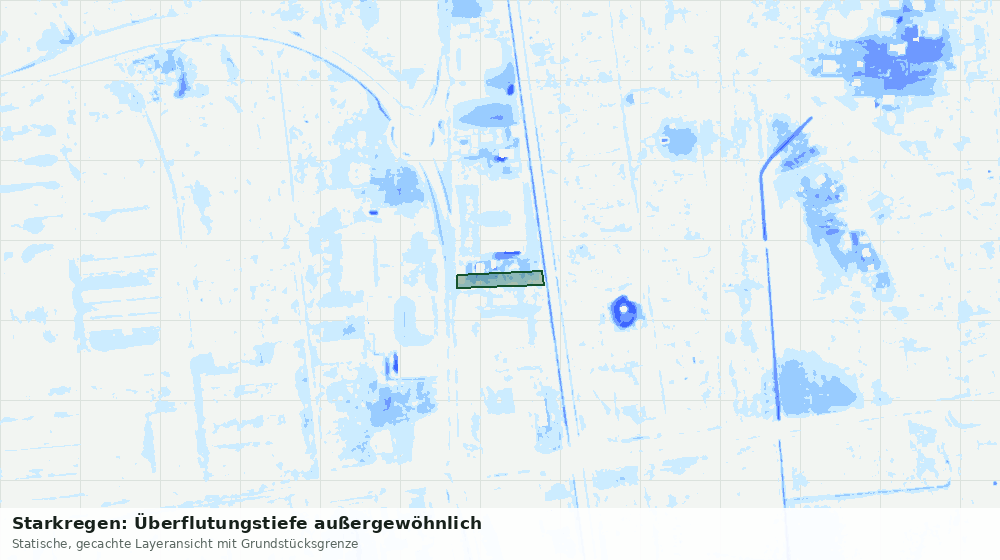 Statische Kartenansicht: Starkregen: Überflutungstiefe außergewöhnlich