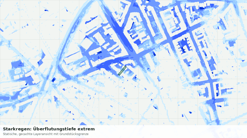 Statische Kartenansicht: Starkregen: Überflutungstiefe extrem