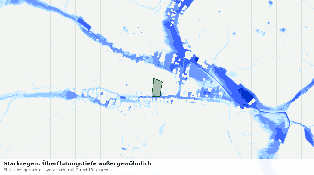 Statische Kartenansicht: Starkregen: Überflutungstiefe außergewöhnlich