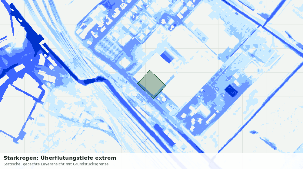 Statische Kartenansicht: Starkregen: Überflutungstiefe extrem