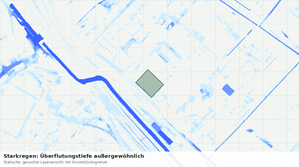 Statische Kartenansicht: Starkregen: Überflutungstiefe außergewöhnlich
