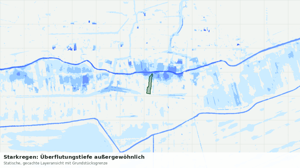 Statische Kartenansicht: Starkregen: Überflutungstiefe außergewöhnlich