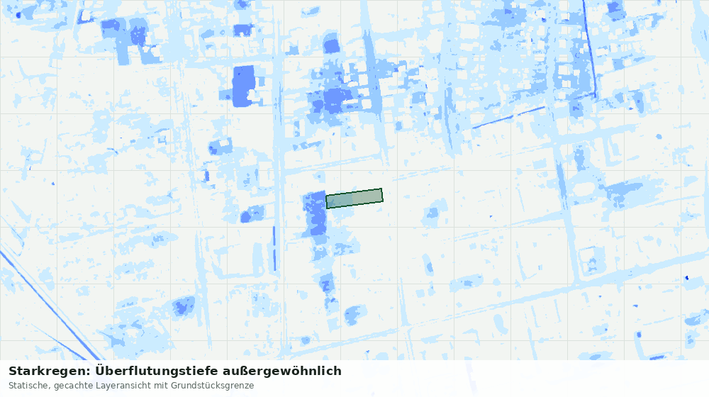 Statische Kartenansicht: Starkregen: Überflutungstiefe außergewöhnlich
