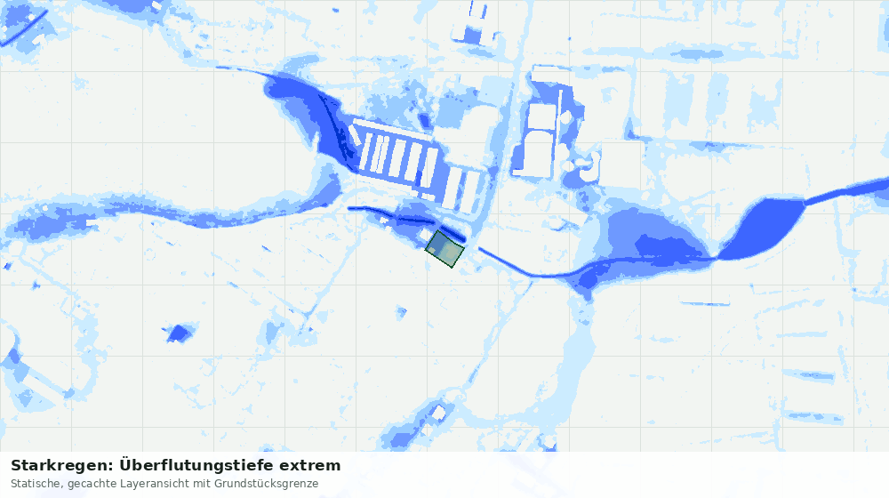 Statische Kartenansicht: Starkregen: Überflutungstiefe extrem
