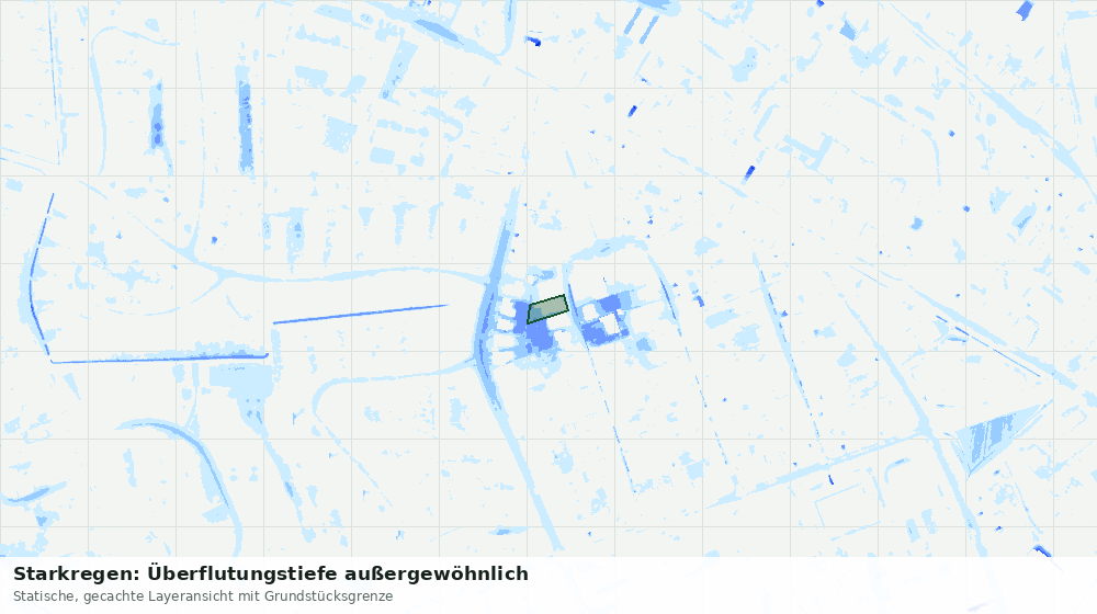 Statische Kartenansicht: Starkregen: Überflutungstiefe außergewöhnlich