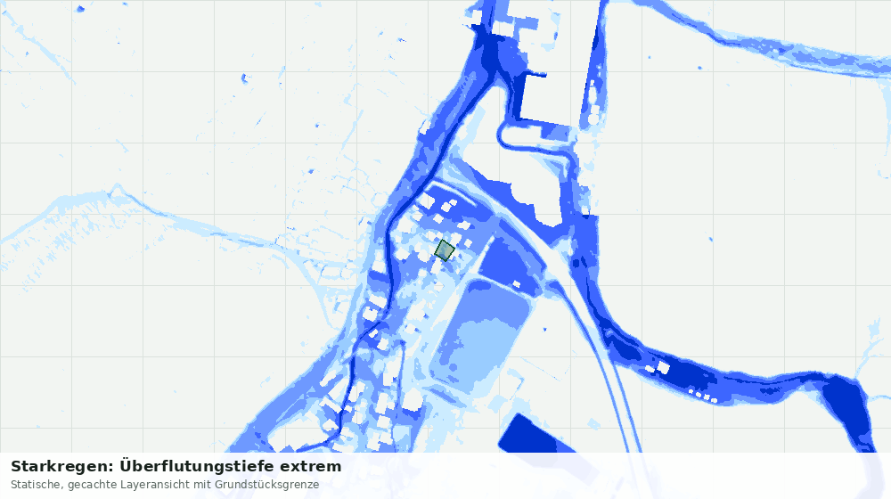 Statische Kartenansicht: Starkregen: Überflutungstiefe extrem
