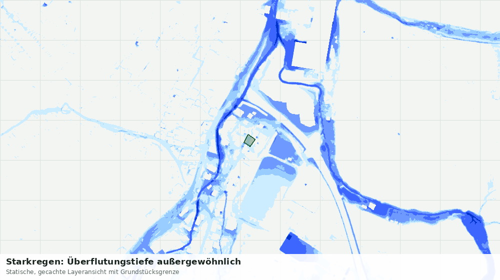 Statische Kartenansicht: Starkregen: Überflutungstiefe außergewöhnlich
