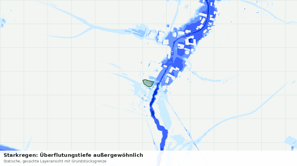 Statische Kartenansicht: Starkregen: Überflutungstiefe außergewöhnlich