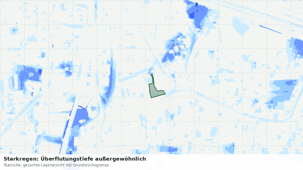 Statische Kartenansicht: Starkregen: Überflutungstiefe außergewöhnlich