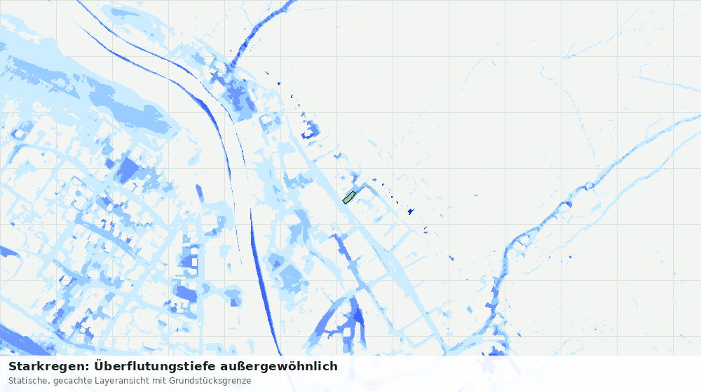 Statische Kartenansicht: Starkregen: Überflutungstiefe außergewöhnlich