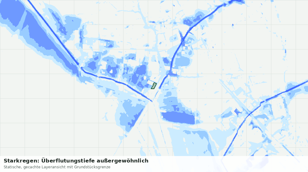 Statische Kartenansicht: Starkregen: Überflutungstiefe außergewöhnlich
