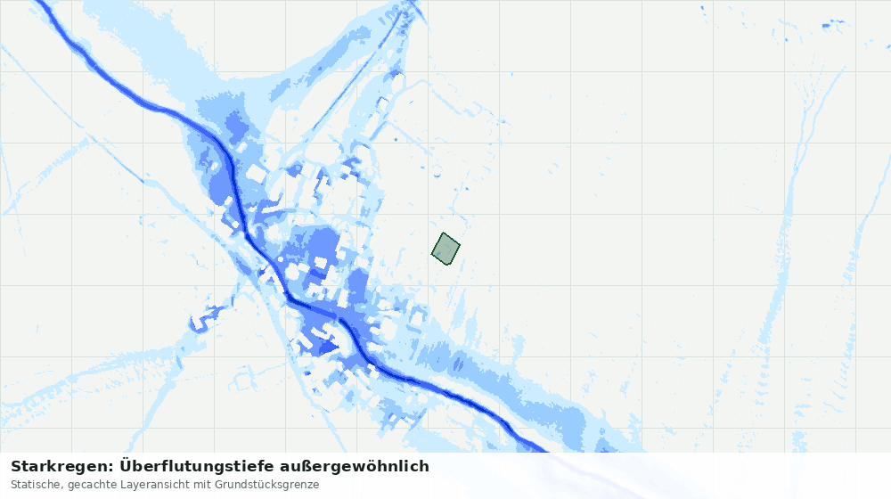 Statische Kartenansicht: Starkregen: Überflutungstiefe außergewöhnlich