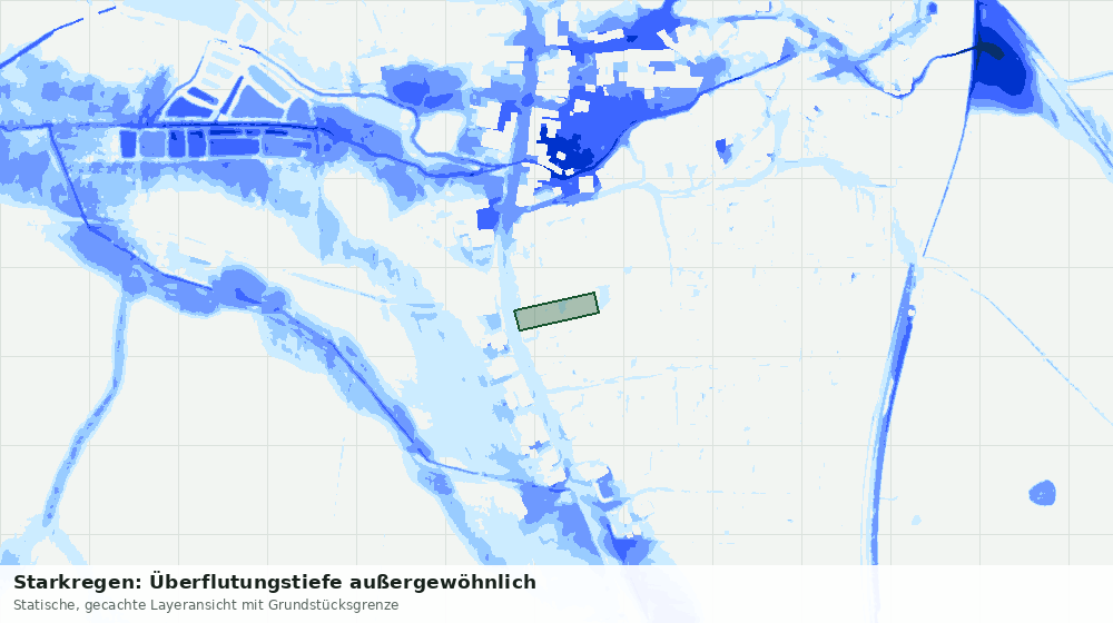 Statische Kartenansicht: Starkregen: Überflutungstiefe außergewöhnlich