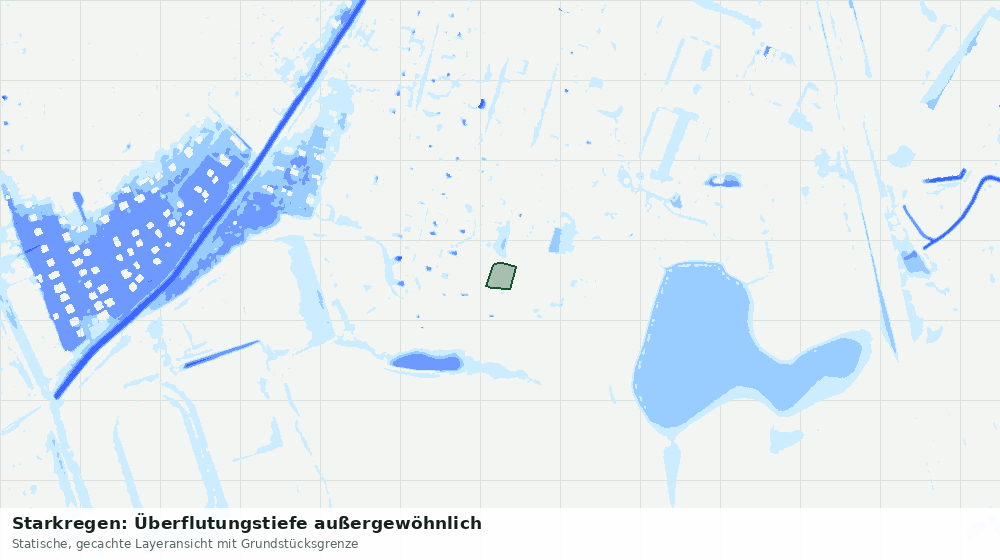 Statische Kartenansicht: Starkregen: Überflutungstiefe außergewöhnlich