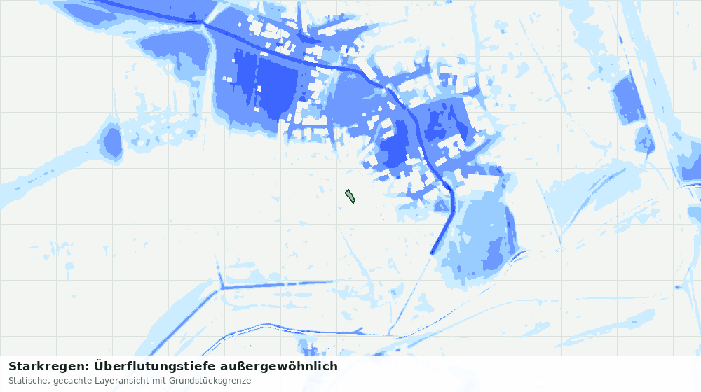 Statische Kartenansicht: Starkregen: Überflutungstiefe außergewöhnlich