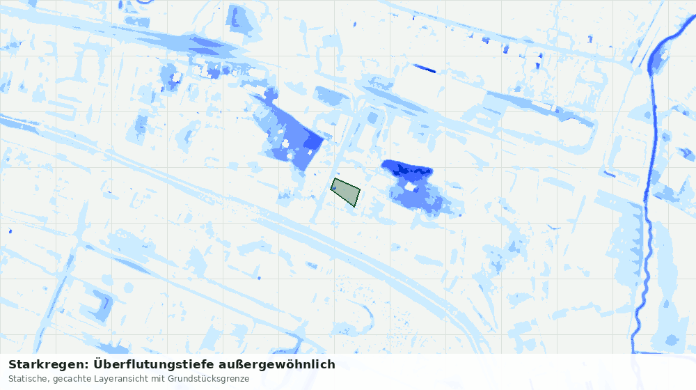Statische Kartenansicht: Starkregen: Überflutungstiefe außergewöhnlich