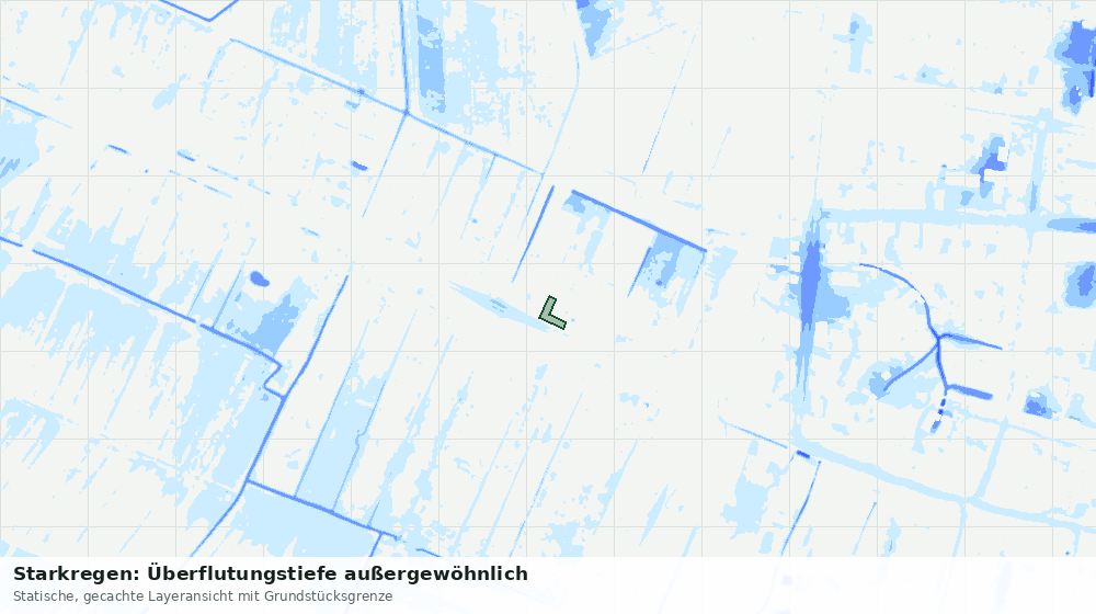 Statische Kartenansicht: Starkregen: Überflutungstiefe außergewöhnlich
