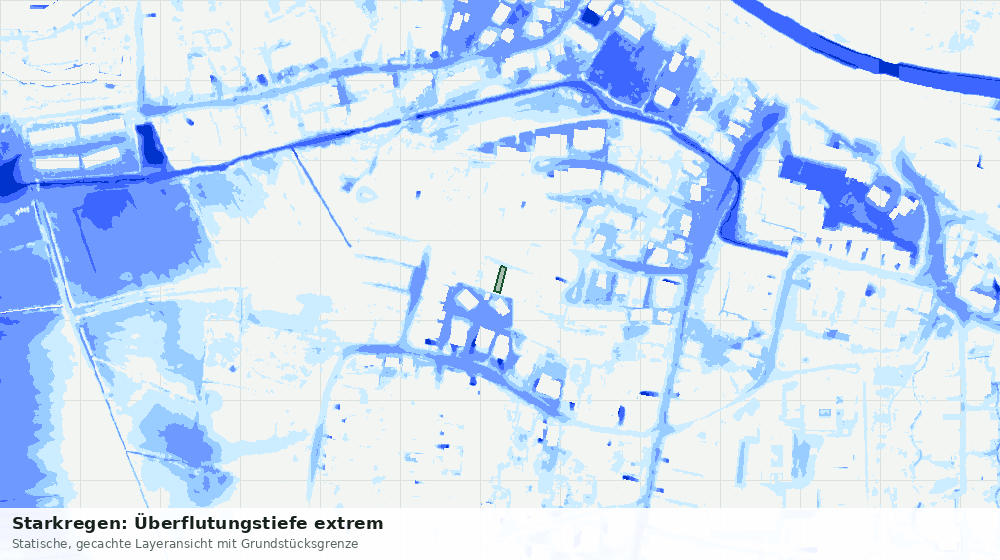 Statische Kartenansicht: Starkregen: Überflutungstiefe extrem