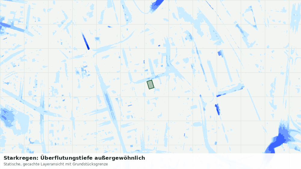 Statische Kartenansicht: Starkregen: Überflutungstiefe außergewöhnlich