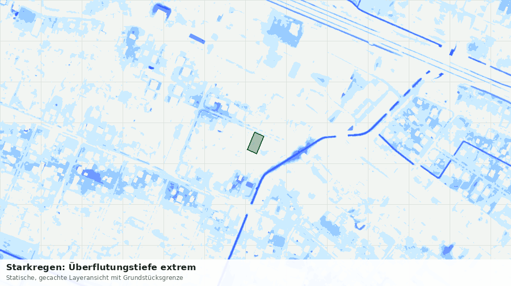 Statische Kartenansicht: Starkregen: Überflutungstiefe extrem