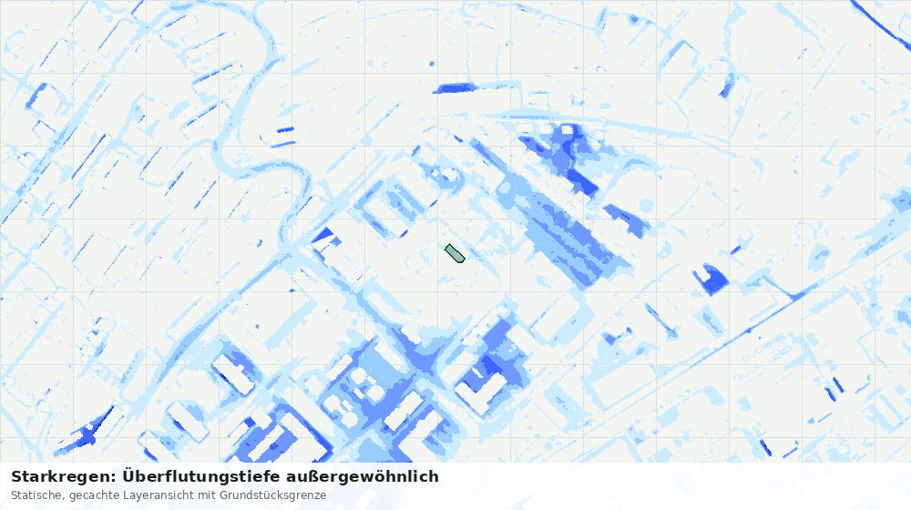 Statische Kartenansicht: Starkregen: Überflutungstiefe außergewöhnlich