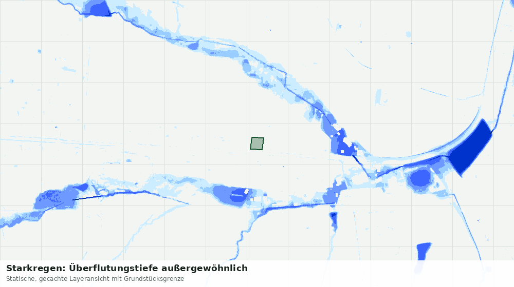 Statische Kartenansicht: Starkregen: Überflutungstiefe außergewöhnlich