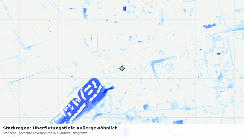 Statische Kartenansicht: Starkregen: Überflutungstiefe außergewöhnlich