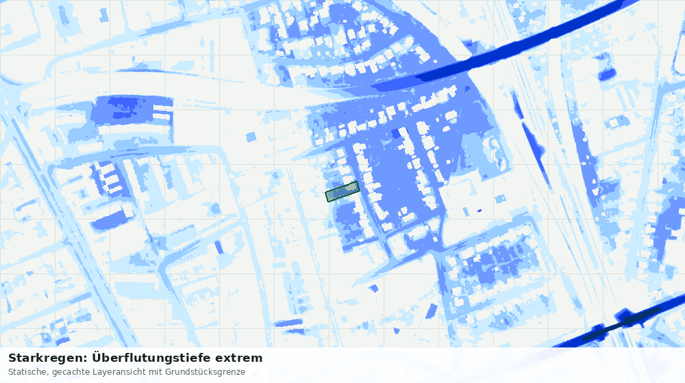 Statische Kartenansicht: Starkregen: Überflutungstiefe extrem