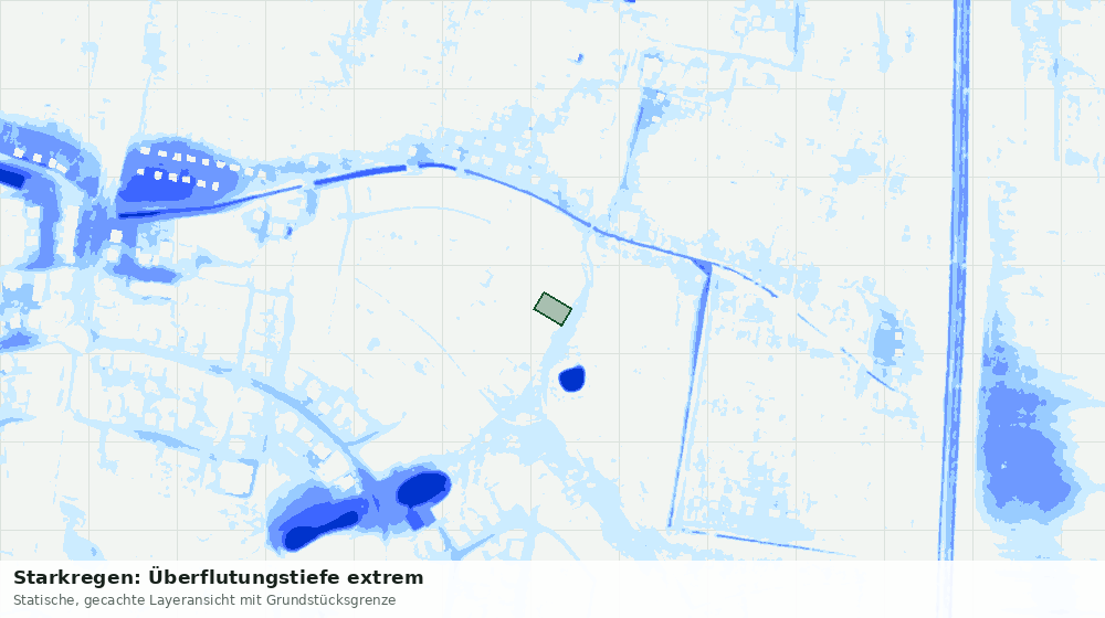 Statische Kartenansicht: Starkregen: Überflutungstiefe extrem