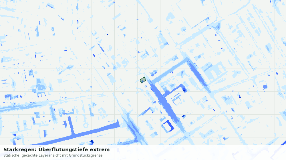 Statische Kartenansicht: Starkregen: Überflutungstiefe extrem