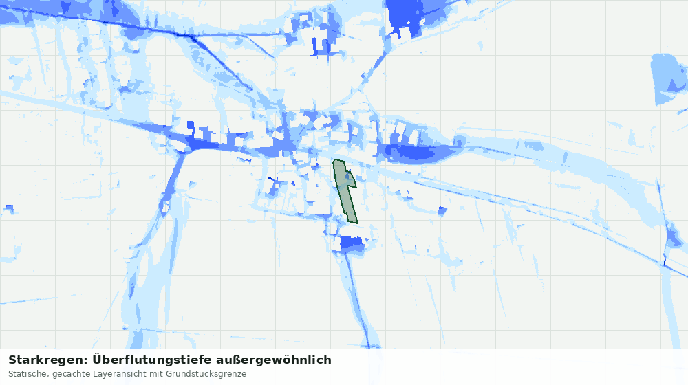 Statische Kartenansicht: Starkregen: Überflutungstiefe außergewöhnlich