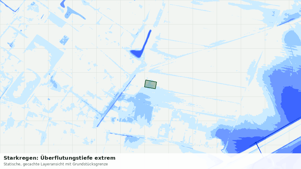 Statische Kartenansicht: Starkregen: Überflutungstiefe extrem