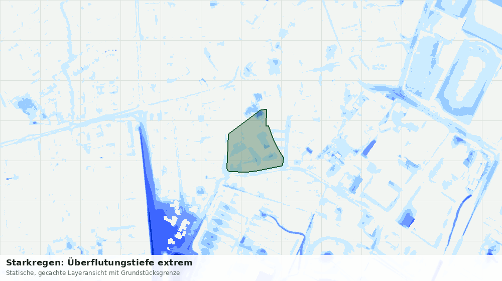 Statische Kartenansicht: Starkregen: Überflutungstiefe extrem