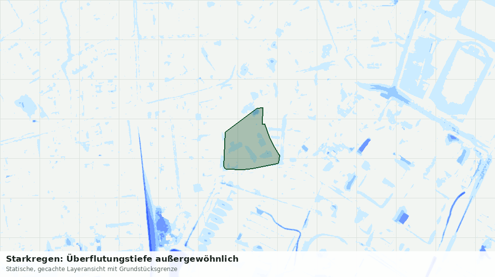 Statische Kartenansicht: Starkregen: Überflutungstiefe außergewöhnlich