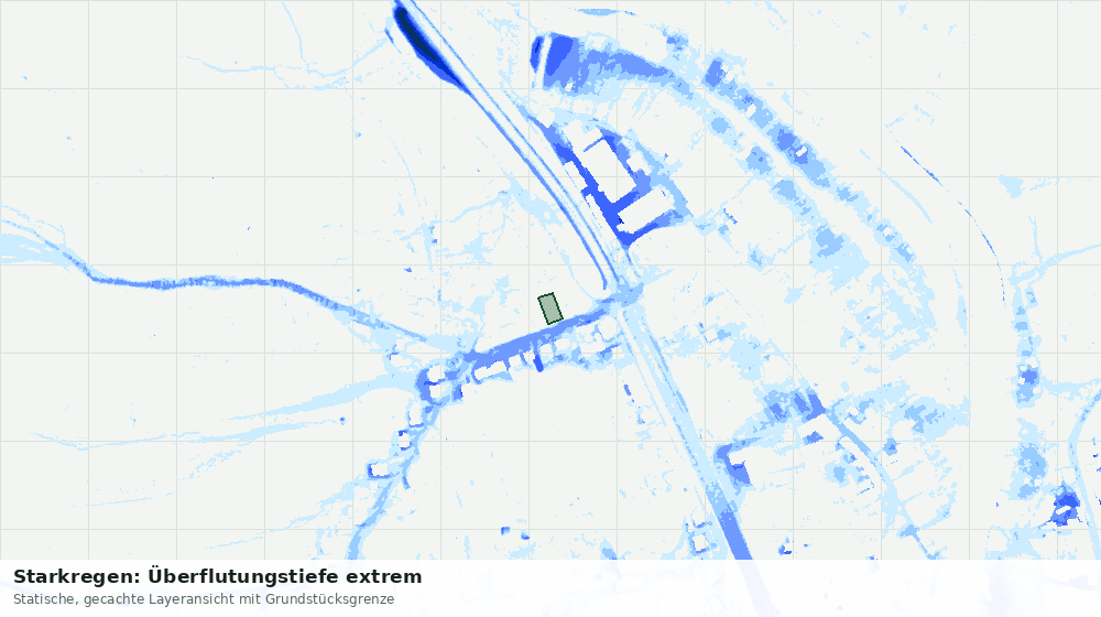Statische Kartenansicht: Starkregen: Überflutungstiefe extrem