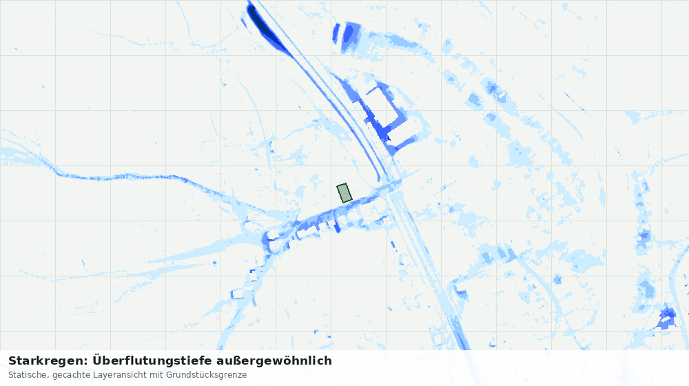 Statische Kartenansicht: Starkregen: Überflutungstiefe außergewöhnlich