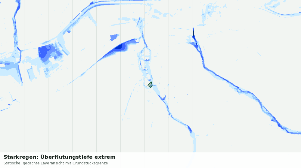 Statische Kartenansicht: Starkregen: Überflutungstiefe extrem