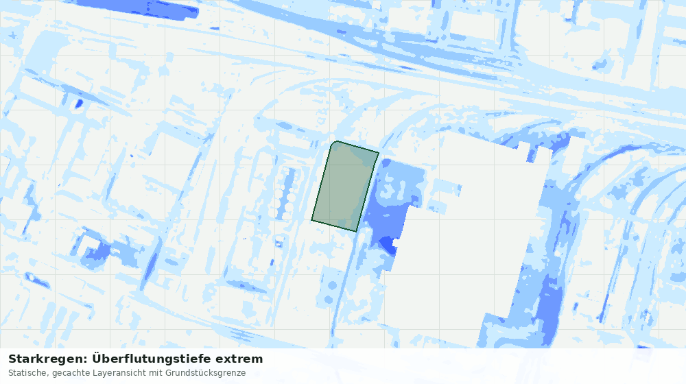 Statische Kartenansicht: Starkregen: Überflutungstiefe extrem
