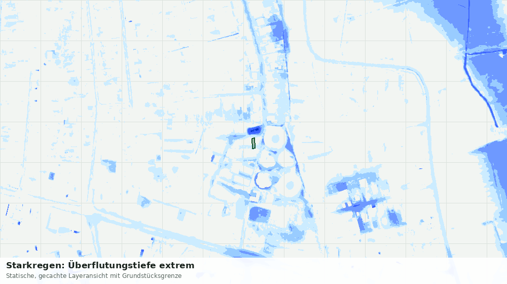 Statische Kartenansicht: Starkregen: Überflutungstiefe extrem