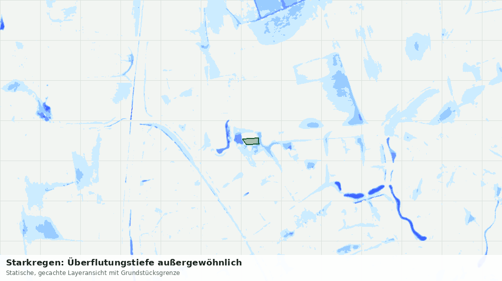 Statische Kartenansicht: Starkregen: Überflutungstiefe außergewöhnlich