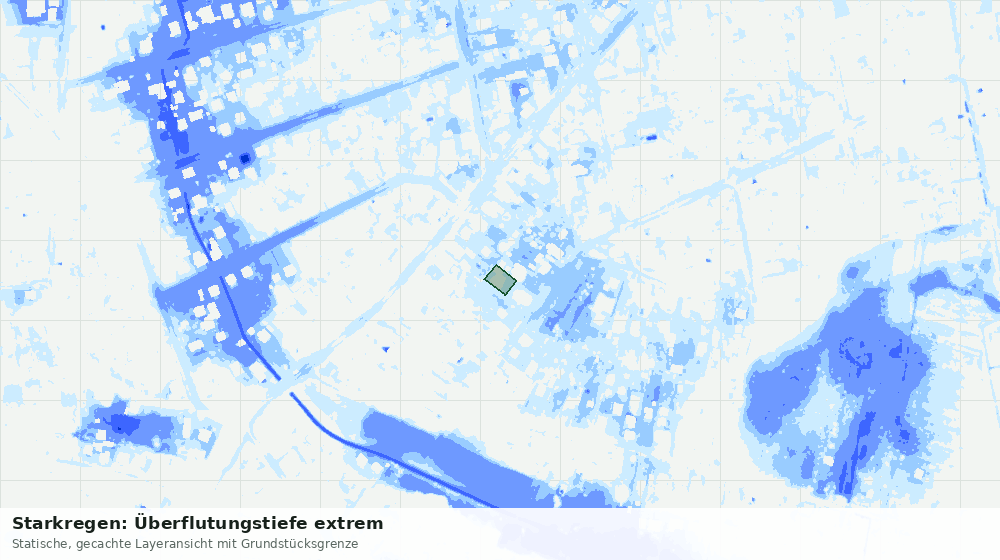 Statische Kartenansicht: Starkregen: Überflutungstiefe extrem