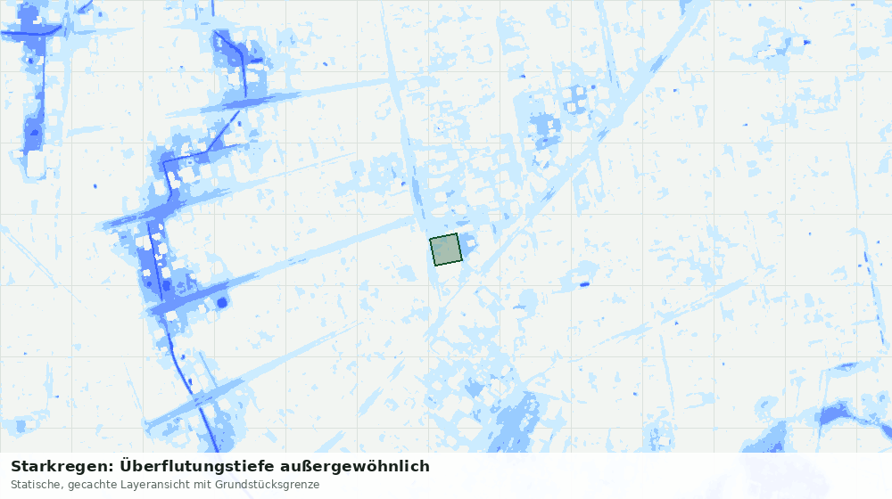 Statische Kartenansicht: Starkregen: Überflutungstiefe außergewöhnlich