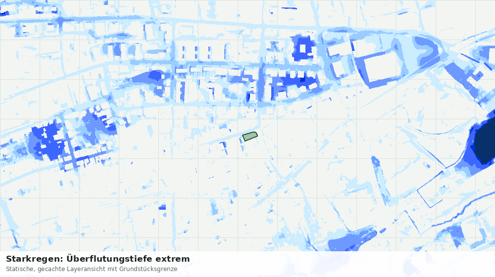 Statische Kartenansicht: Starkregen: Überflutungstiefe extrem